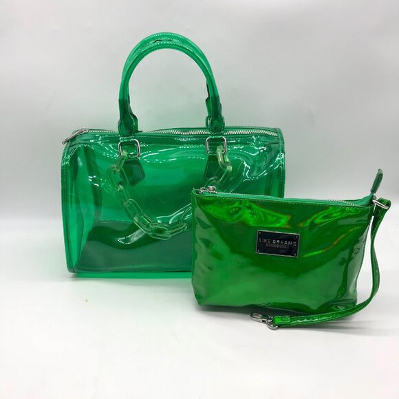 Like Dreams Green Iced Out Hologram Satchel Bag - Picture 10 of 11